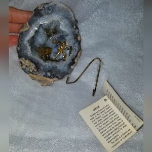 NWT VTG 24k Gold Plated Geode w/Miner Figurine & Stand